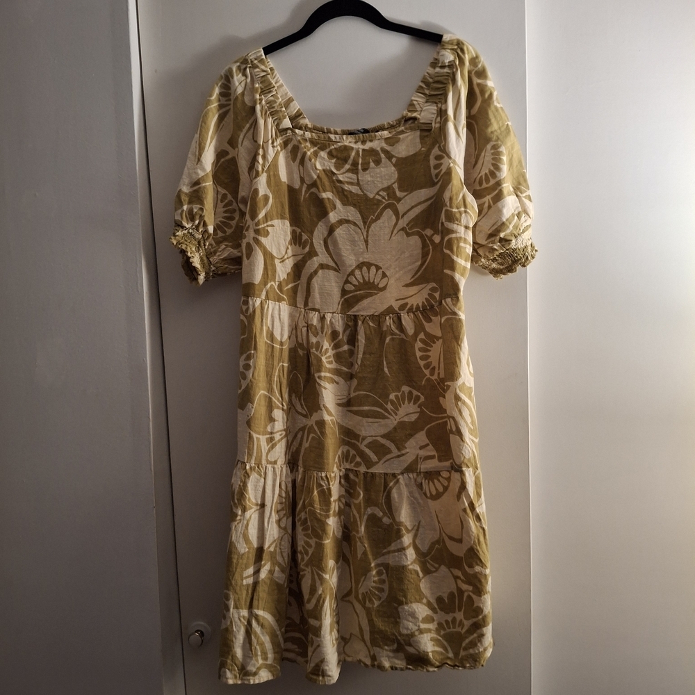 Mlle Gabrielle Women's Cream and Green Floral Mini Dress